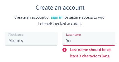 Invalid last name
